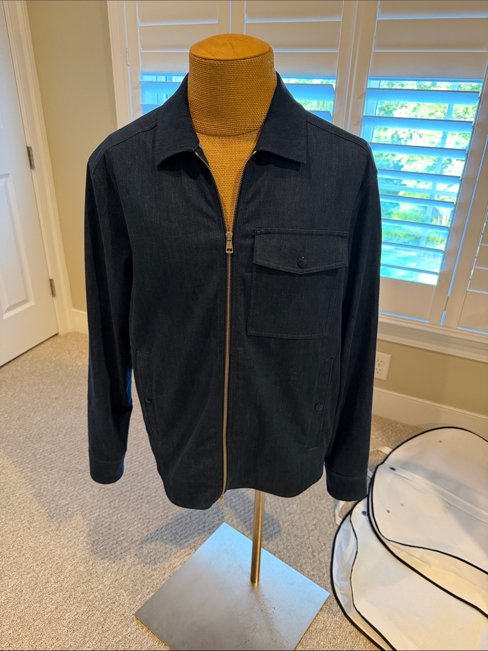 Moncler Denim Long sleeve zip-up shirt, like new, large